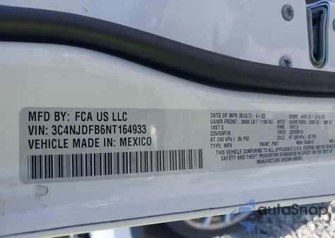 2022 Jeep Compass Latitude Lux z USA, uszkodzony, nr VIN 3C4NJDFB6NT164933